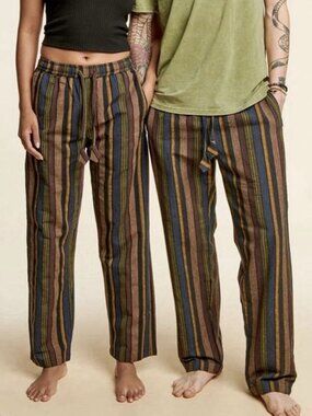 Earthbound Trading Co Pants Unisex 2XL Striped Drawstring Relaxed Fit Cotton